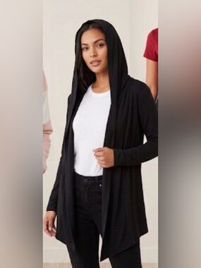 Black Hooded Open-Front Cardigan Sweater size medium like new size medium